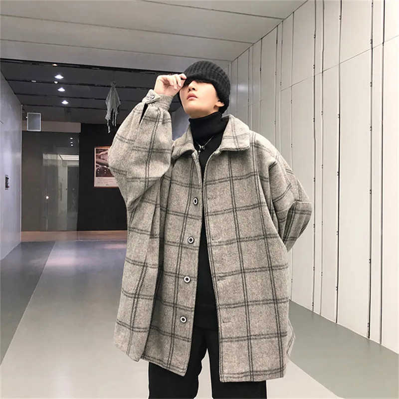 Plaid Men's Winter Coat Lapel Warm Loose Blends Men Jacket Youth Popular Single-Breasted Casual Fashion Orange Wool CoatDS501034 Plaid Men's Winter Coat Lapel Warm Loose Blends Men Jacket Youth Popular Single-Breasted Casual Fashion Orange Wool CoatDS501034