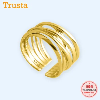 

Trustdavis Authentic 925 Sterling Silver CHIC Minimalist Winding Opening Ring For Women Fine Wedding S925 Ring Jewelry DA1201