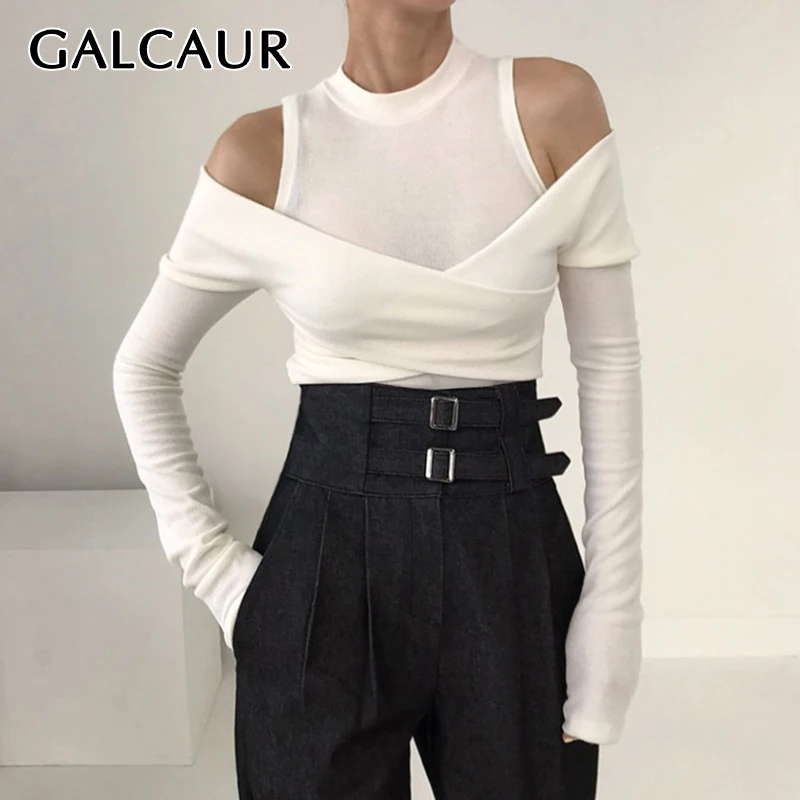 Повседневная белая футболка GALCAUR для женщин однотонные минималистичные