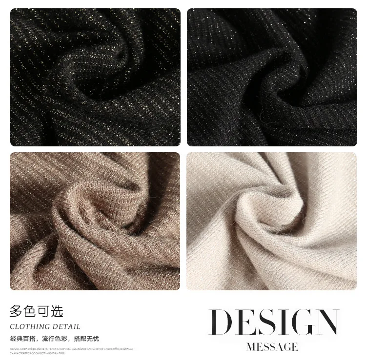 INNASOFAN Mini Knitted Skirt Women Autumn Winter Glitter Skirt High Waist Fashion High-end Chic Button Skirt