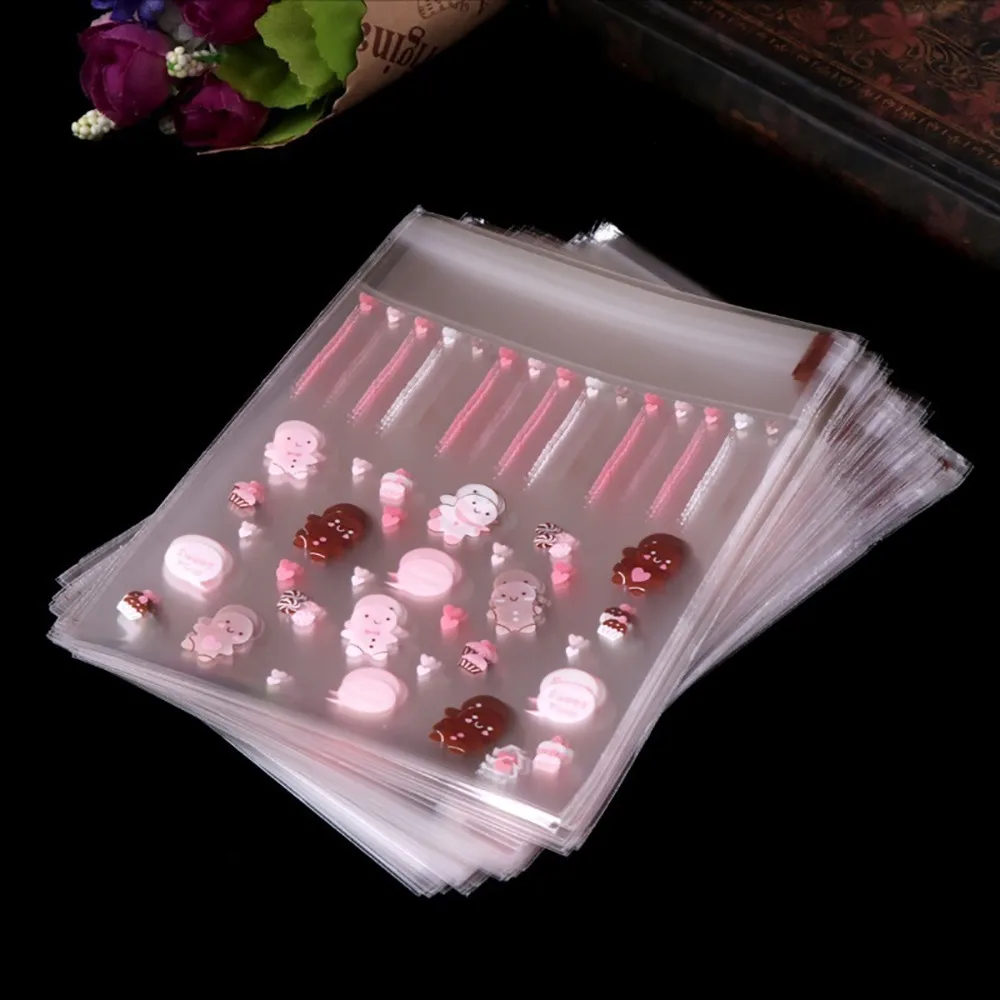 501 100 ПК самоклеющиеся Пластик уплотнения мешок печенье конфеты упаковочная сумки Рождество мешок мини
