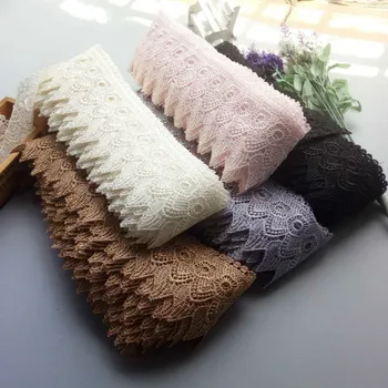 

2 Yards 9 cm Lace Ribbon Trims Costume Trimmings Cream Brown Dress Applique Polyester DIY Crafts Sewing Fabric Gray Gold New