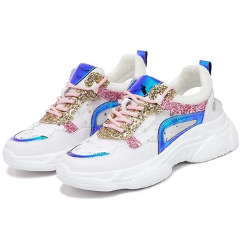 

Shoes Woman MOOLECOLE High Quality Women Sneakers Summer Women High Heels Casual Shoes Lace-Up Platform Sneakers Shoes 2-9595