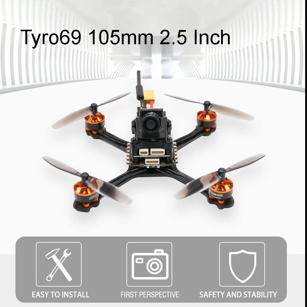 Eachine Tyro69 105mm 2.5 Inch 2-3S FPV Racing Drone RC Quadcopter w/ Caddx Beetel V2 1200TVL Camera AIO VTX 1104 8600KV Motor