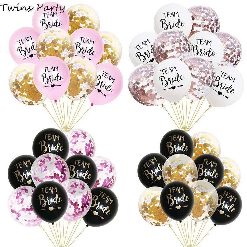 

Twins Party Bride Latex Balloons Hen Party Accessories Bridal Shower Bachelorette Party Wedding Team Birde Just Married Balloons