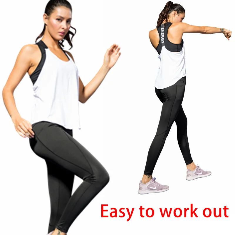 Women Yoga Shirts T-Backless Loose Sleeveless Sports Shirts Fitness Workout Crop Tops Shirt Vest Quick Drying Female Sportswear