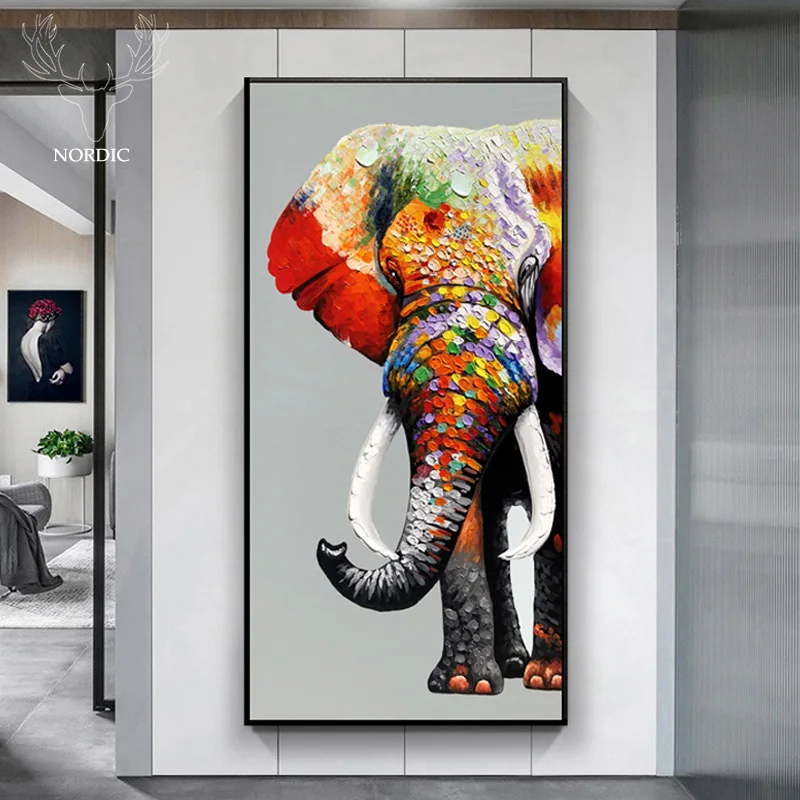 

NORDIC Colorful Africa Elephants Cuadros Canvas Painting Wild Art Animal Scandinavia Posters and Prints Wall For Living Room