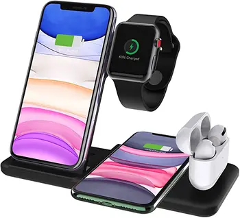

15W 4 in 1 Foldable Wireless Charger Stand for Apple Watch Fast Charging Dock for iWatch 5 4 3 AirPods Pro iPhone 11 XS XR X 8