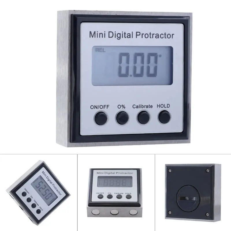 

Stainless Steel 360 Degree Mini Digital Inclinometer with Magnetic Base Anti-rust Level Box Metal Protractor Angle Finder