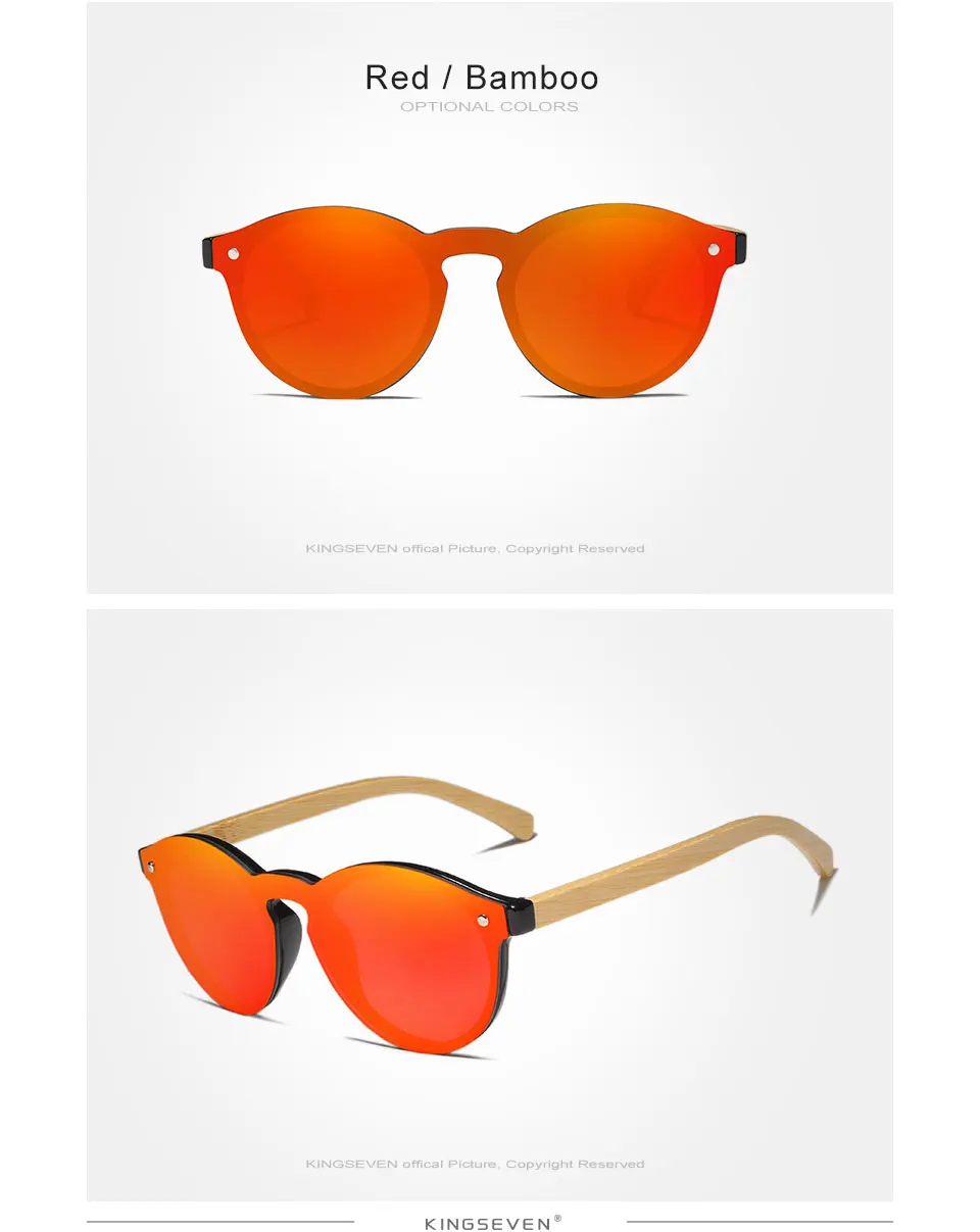 KINGSEVEN Bamboo Polarized Sunglasses Vintage UV400 Protection
