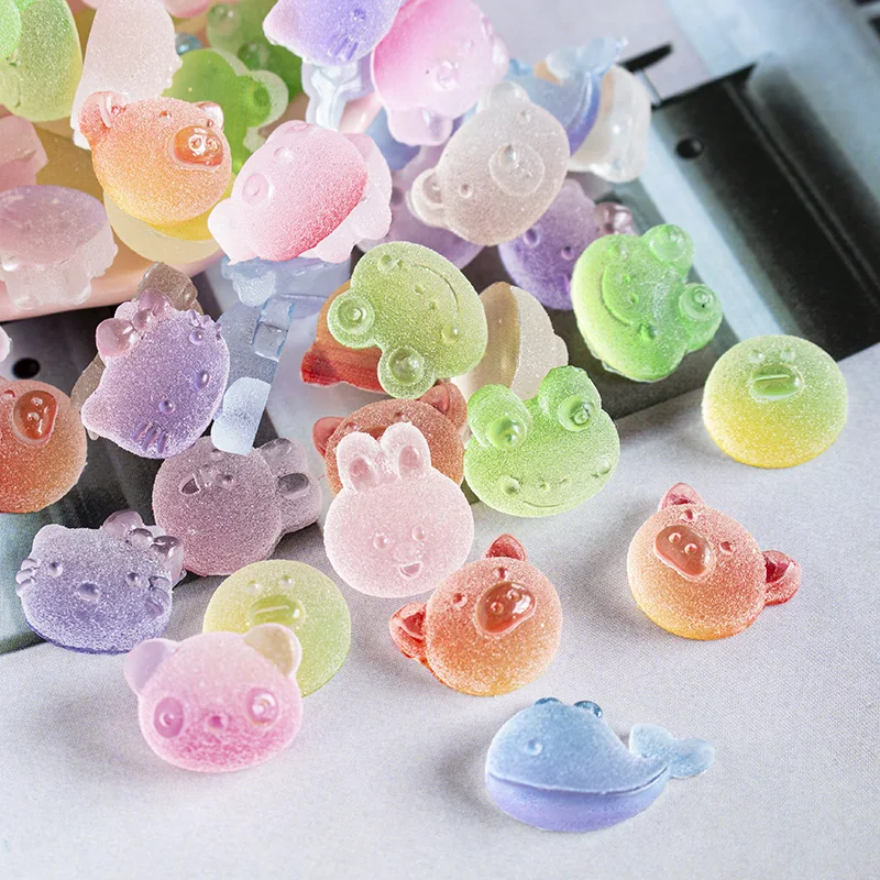 20pcs Cute Animals Artificial Soft Candy Ornament DIY Craft Supplies Phone Shell Patch Arts Decor Girl Hair Accessories Material
