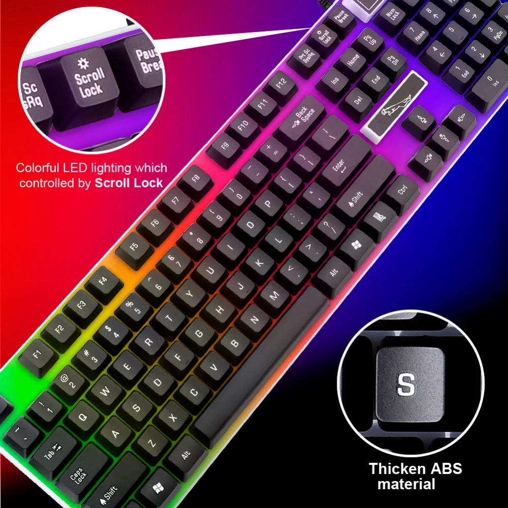 

Wired Gaming Keyboard Mouse Set Mechanical Feeling Backlit Keyboards LED USB Keyboard Waterproof Computer Game