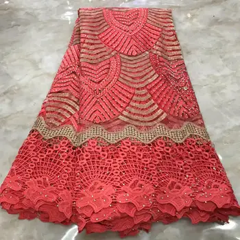 

Red African Lace Fabric 2019 High Quality French Mesh Lace Fabric Stone Nigerian Milk Silk Lace Fabrics For Dress