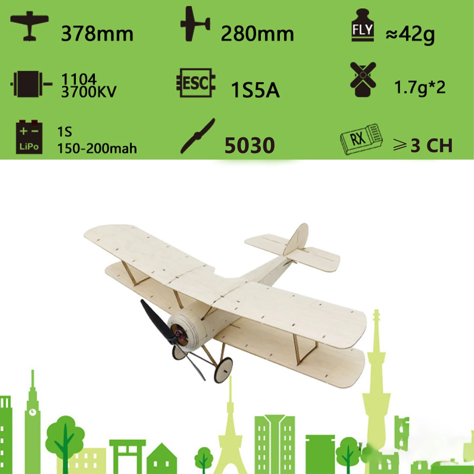 DWH K06 Sopwith щенка RC самолет пробкового дерева 378mm размах крыльев на открытом воздухе