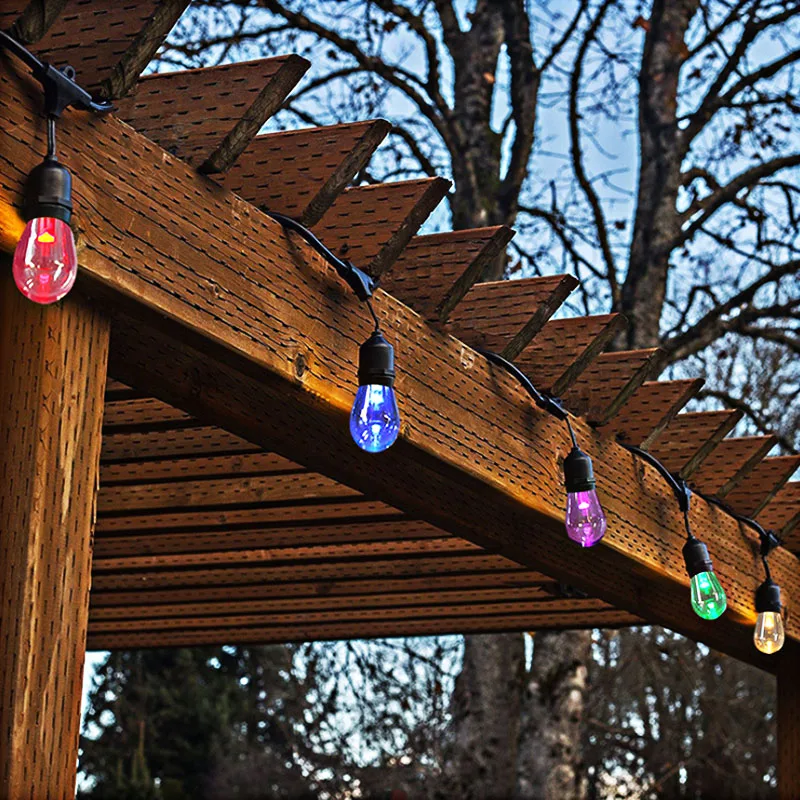 

15M Commercial LED String Lights S14 LED Multicolor Light IP65 LED Retro Edison Filament Bulb Outdoor Street Garden Patio
