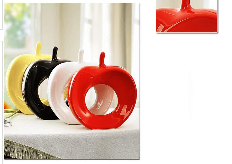 Simple Modern Hollow Apple Ornaments Ceramic Crafts Decoration TV Cabinet Window Accessories Artwork Home Livingroom Furnihsing