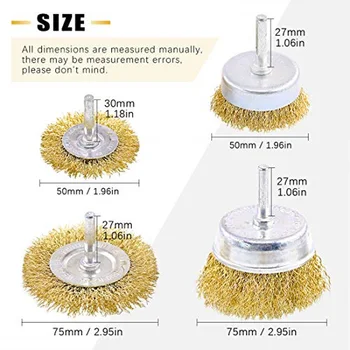 

1/4-Inch Shank Wire wheel brush Abrasion-resistant Assortment 8pcs Set Drill Bit