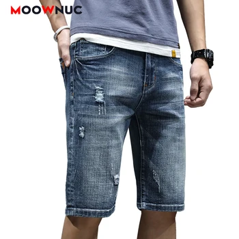 

Casual Pants Male Summer Streetwear Short Jeans For Men 2020 Sweatpants Hip Hop Denim Knee length Trousers Fit Designer Straight