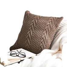 Cojín de punto de lana gruesa en forma de V, almohada de calidad increíble, 45x45cm