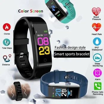 

ID115 PLUS Sports Watch Men's And Women's Pedometer Fitness Tracking Heart Rate Monitor With Message Reminder For Android IOS
