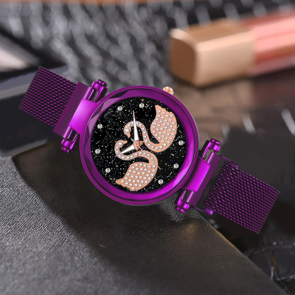 Reloj mujer, женские часы, магнит, камень, лебедь, алмаз, женские кварцевые часы, повседневные женские часы, relojes para mujer