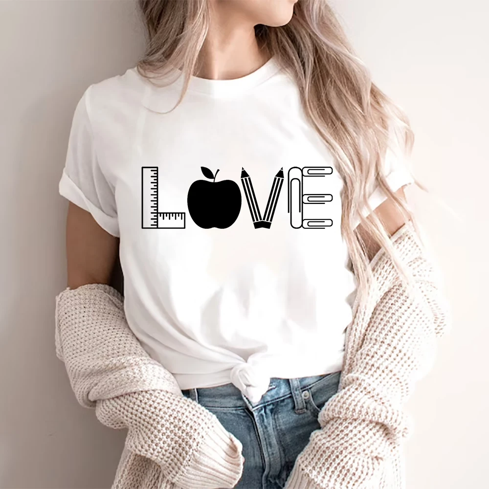 Lehrer Frauen Sommer Weißen T-shirt Mode Casual Regelmäßige Grafik Drucken Kurzarm Tops Weibliche Passenden Kleidung der Lehrer Geschenk