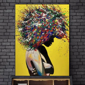 

Abstract African Girl Wall Art Canvas Paintings Graffiti Art Posters And Prints Street Art Black Girl Wall Pictures Home Decor
