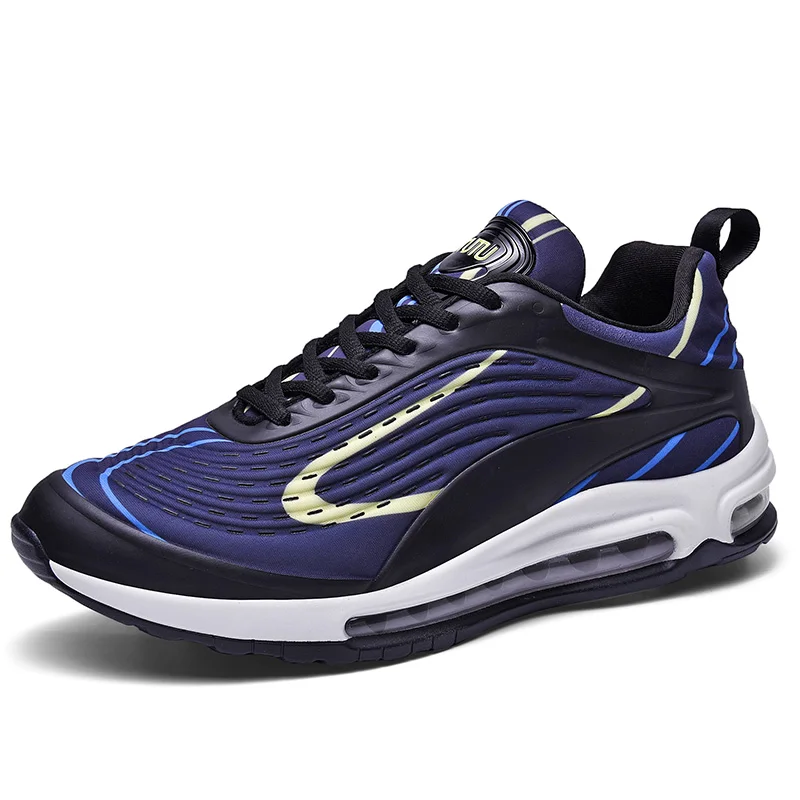 Мужские кроссовки для бега, большой размер 47, сетчатая обувь для мужчин, уличные беговые кроссовки, мужская спортивная обувь с воздушной амортизацией, Junior - Цвет: Blue Yellow