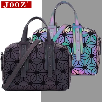 

Women's new Boston handbag Luminous lattice geometric mosaic hand bag Female brand shoulder bag Foldable office briefcase