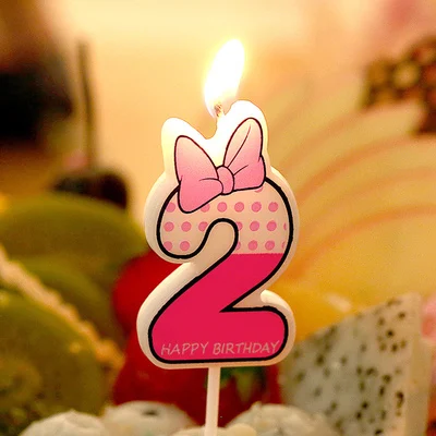 Pink 2 НОВЫЕ свечи на день рождения мультфильм Микки Минни свечи торт украшения для кексов день рождения свеча для торта вечерние изделия для декорации - Цвет: Pink 2