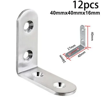 

12pcs Stainless Steel Angle Corner Brackets Fasteners Protector Corner Stand Supporting Furniture Hardware