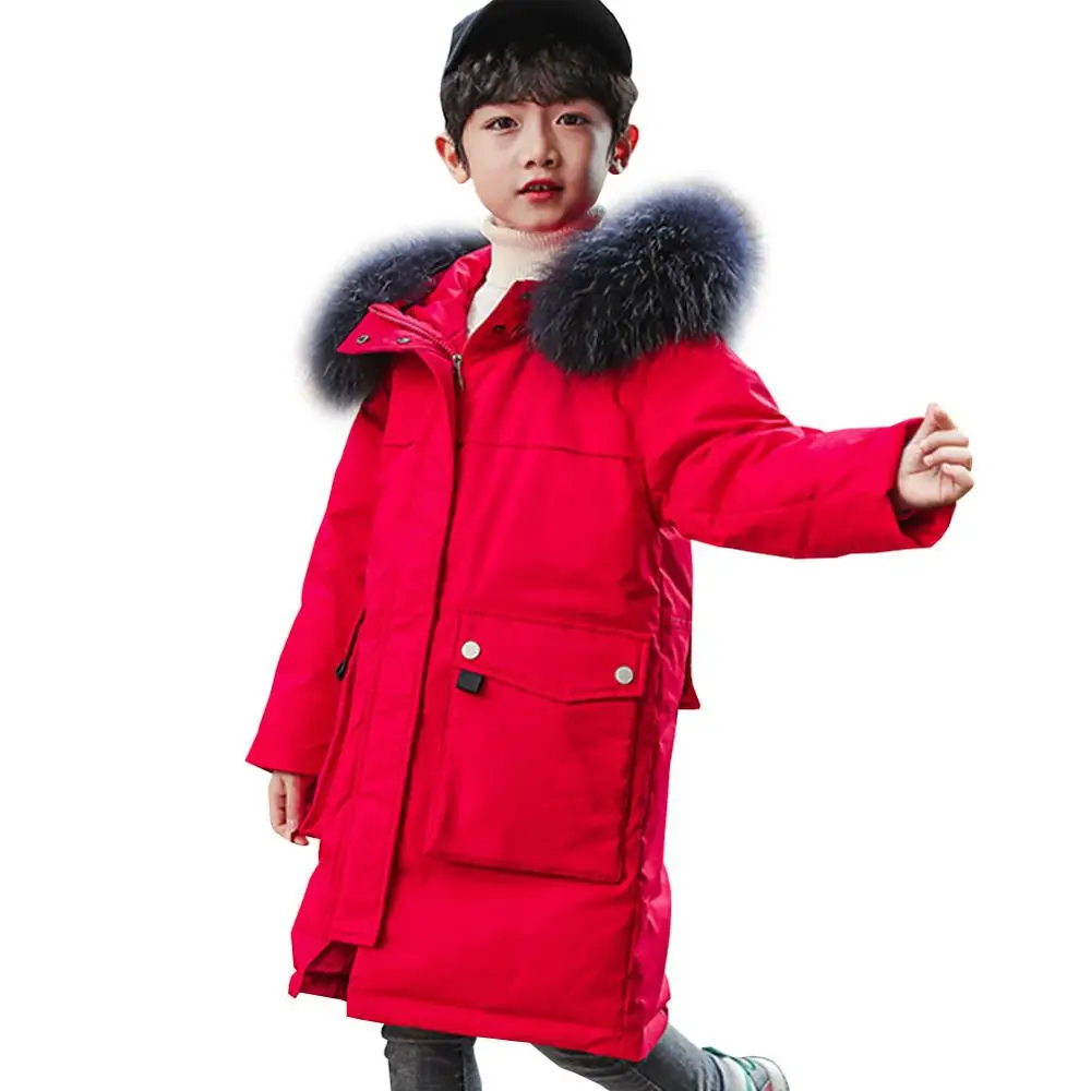 

Winter Jacket for Boy Duck Down Coat Fashion Sport Warm Children Down Parkas Teenager Thick Outerwear Kids Coats with Fur Collar