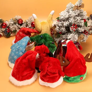 

Christmas Elements Electric Hat Singing Hats With Music Cute Plush Toy for Christmas Gift Party JS22