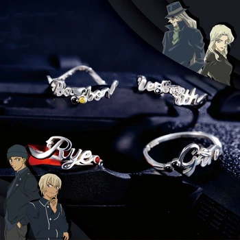 

Detective Conan Ring Sliver S925 Sterling Cross Jewelry Anime Role Gin Rye Bourbon Vermouth Figure Model Rings