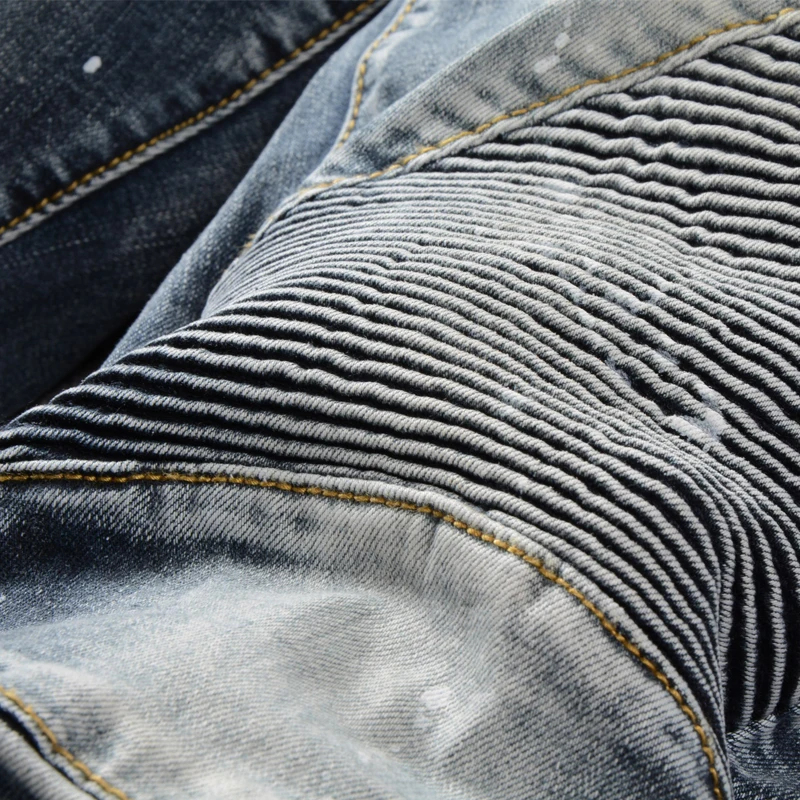 Fashion Streetwear Men Jeans High Quality Retro Blue Spliced Hip Hop Jeans Men Punk Cargo Pants Paint Designer Biker Jeans Homme