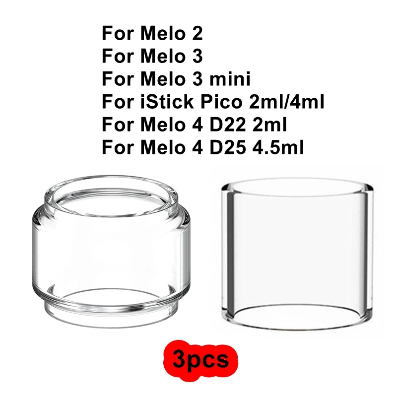 3 uds Pyrex tanque de tubo de cristal para Eleaf Melo 2 / Melo 3 Istick Pico Mini/ Melo 4 D22(22mm) D25(25mm) tanque del atomizador