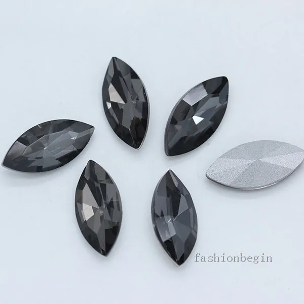 black diamond 30p 3x6 мм конский глаз с заостренным фольгированным дном, граненые хрустальные стеклянные стразы для украшения ногтей, ожерелье, кольцо, серьги, ремонт драгоценных камней - Цвет: black diamond