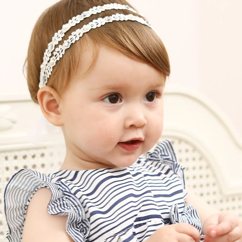 Diadema de cristal con encaje Floral para niña, 1 uds.
