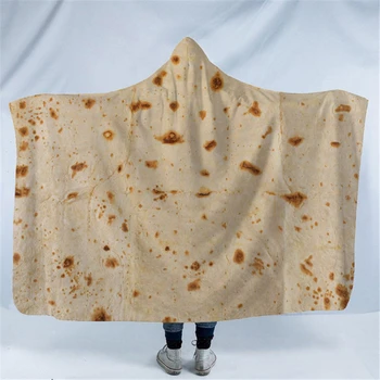 

Burrito blanket Printed Plush Hooded Blanket For Adults Kid Warm Blankets For Beds Wearable Double layer Fleece Throw Blankets