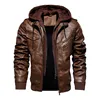 winter men's leather jacket motorcycle hooded jacket men's warm Leisure PU leather coat M-5XL ► Photo 1/6