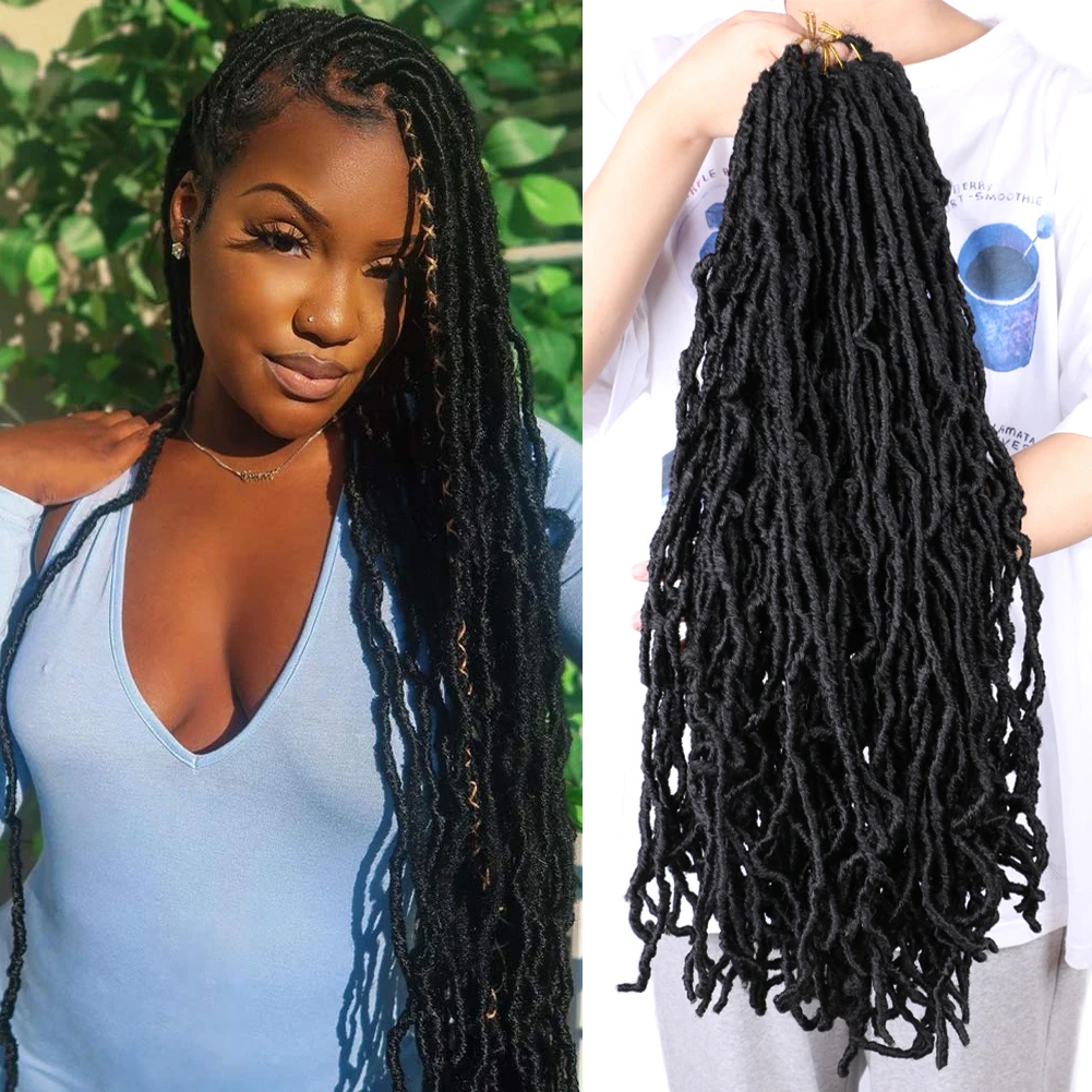 Mtmei Hair Faux Locs Crochet Hair 24" Long Curly Dreadlocks Extensions Synthetic Soft Locs Crochet Braids 20Strands/pack