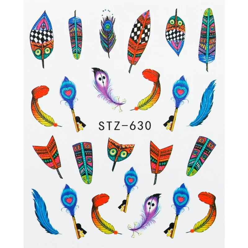 1 лист Ловец снов 3D стикер для ногтей перо стрелка Шаблон Маникюр Клей для накладных ногтей переводная наклейка - Цвет: STZ-630