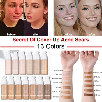 

30ml Face Foundation Cream Concealer Full Coverage Matte Base Professional Makeup Skin Tone Corrector For Dark Skin Black People