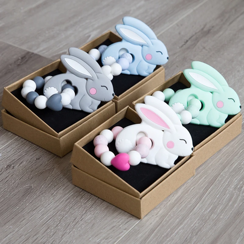Cartoon Animals Teether BPA Free Silicone Teethers Food Grade Silicone Teethers DIY Teething for Kids Christmas Decor Gift