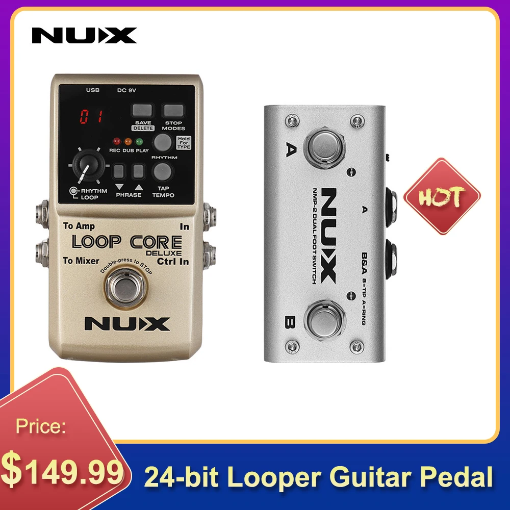 NUX LOOP CORE DELUXE 24-битный Лупер гитарная педаль с двойной педали Встроенный 40