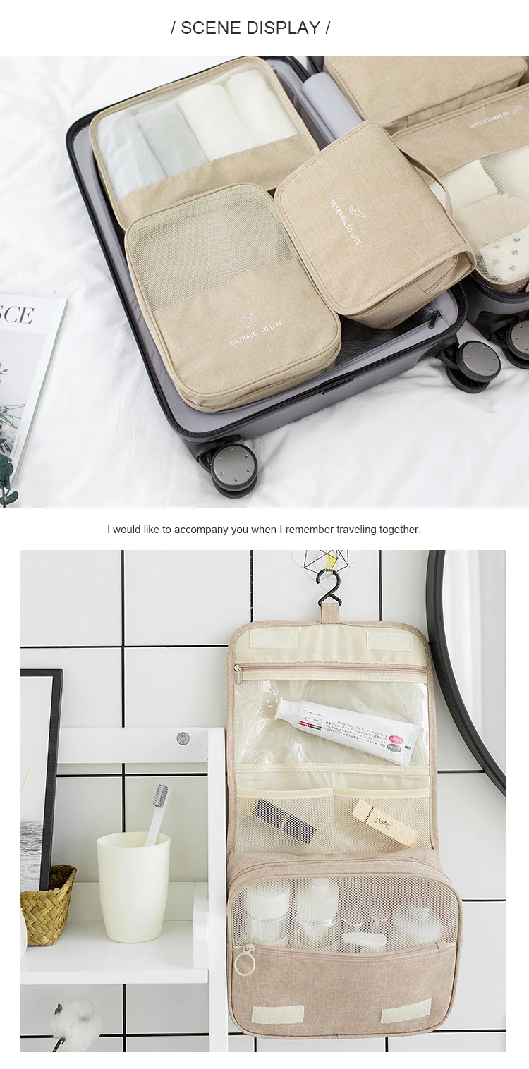 Travel Cosmetic Bag Ladies Zipper Cosmetic Bag Large-Capacity Storage Box Handbag Storage Bag Wall-Mounted Storage Wash Bath Bag