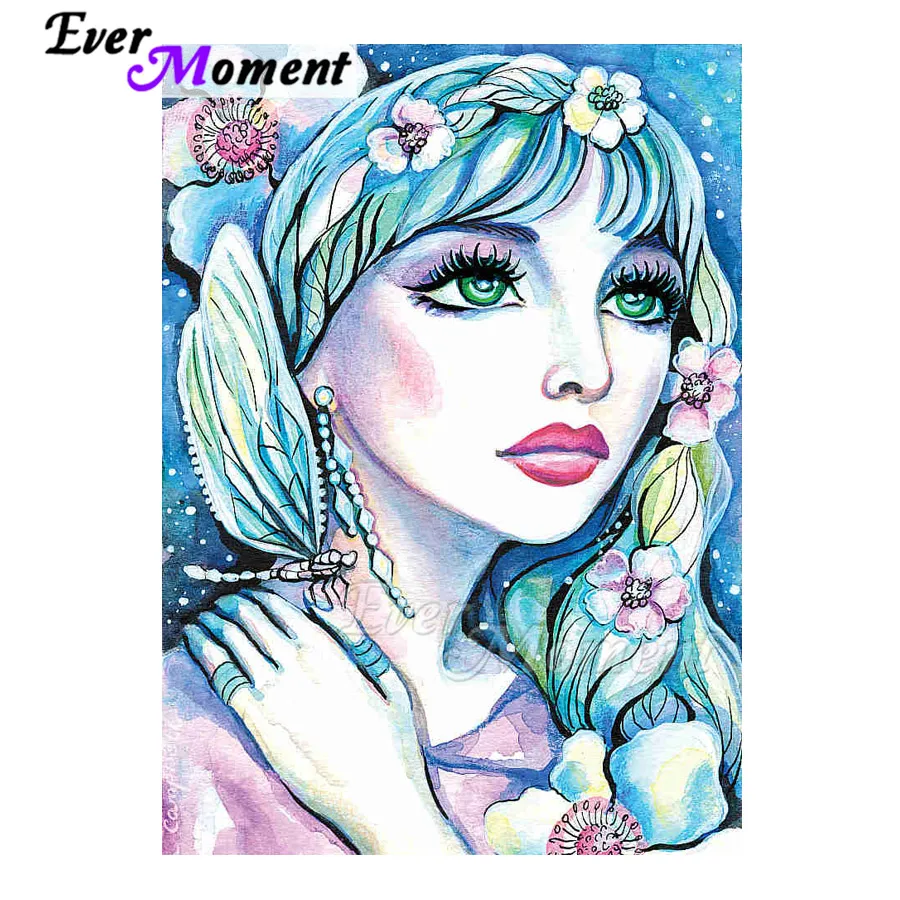 Ever Moment Diamond Painting 5D DIY Girl Fairy Flower Handmade Picture Of Rhinestone Square Drill Embroidery 3F2225 | Дом и сад