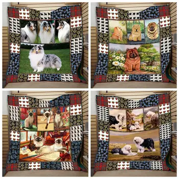 

1PCS Fashion Animal Cute Dog Pattern Printing Summer Quilt Air Contationer Comforter Thin Blanket