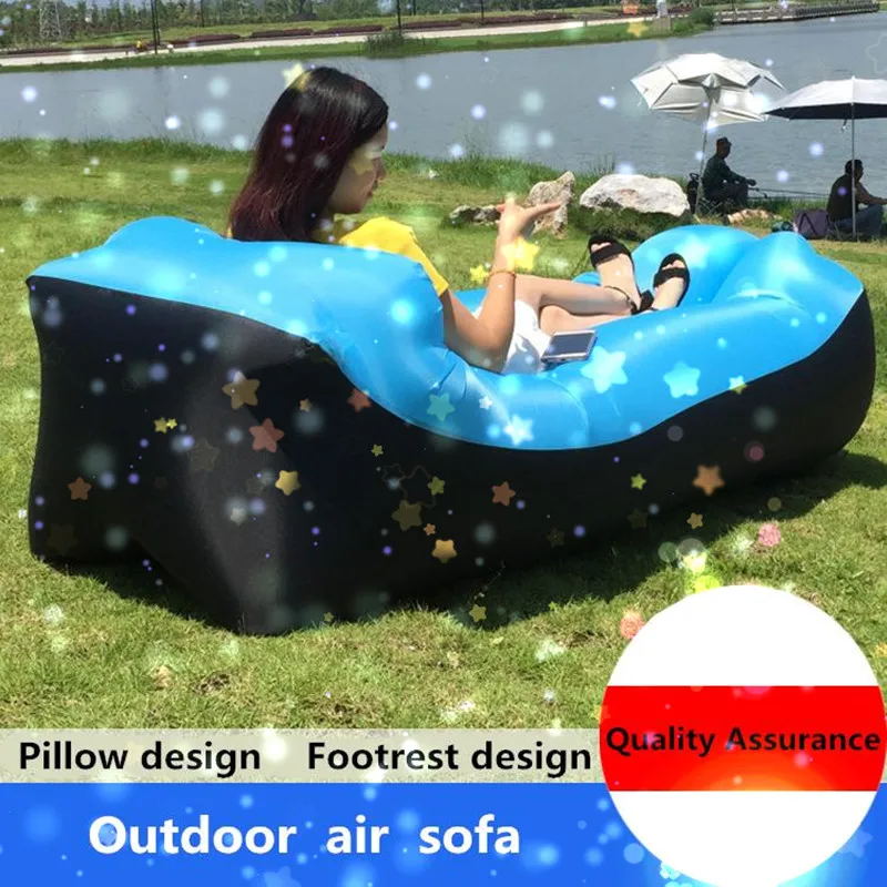 Waterproof Lazy Air Inflatable Sofa Portable Outdoor Beach Air Sofa Bed Sleeping Bag Bed Oxford Cloth 2