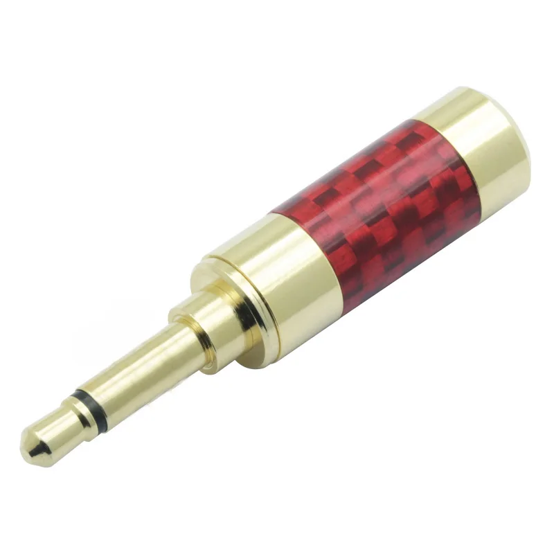 100pcs lot Mono Jack 3 5mm Male Connector Carbon Fiber Gold Plated 2Poles 3 5mm Plug Soldering Headphone Connector for 6MM Cable